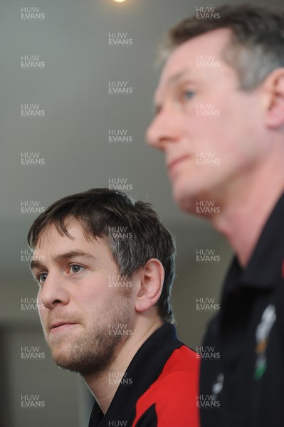 190213 - Wales Rugby Team Announcement -Wales coach Rob Holwey names his team to play Italy with captain Ryan Jones(L)