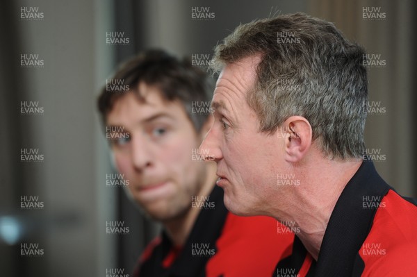 190213 - Wales Rugby Team Announcement -Wales coach Rob Holwey names his team to play Italy with captain Ryan Jones(L)