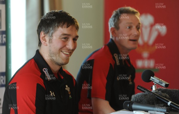 190213 - Wales Rugby Team Announcement -Wales coach Rob Holwey names his team to play Italy with captain Ryan Jones(L)