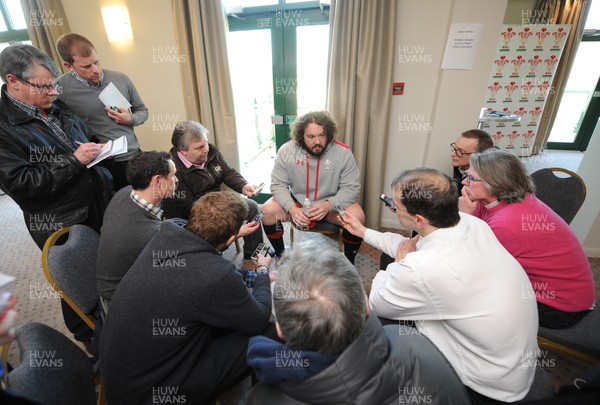 190213 - Wales Rugby Team Announcement -Adam Jones talks to reporters