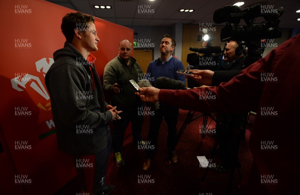 191113 - Wales Rugby Team Announcement -Hallam Amos talks to media after being named in the Wales team to play Tonga on Friday