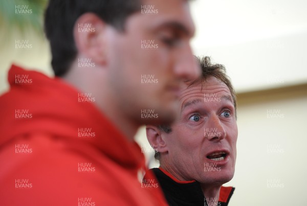 210612 - Wales Rugby Team Announcement -Wales coach Rob Howley(R) names his team to play Australia on Saturday with captain Sam Warburton(L)