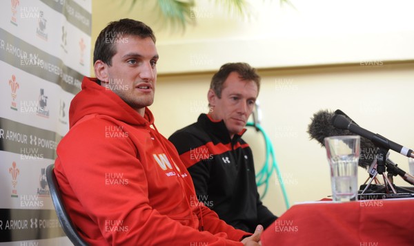 210612 - Wales Rugby Team Announcement -Wales coach Rob Howley(R) names his team to play Australia on Saturday with captain Sam Warburton(L)