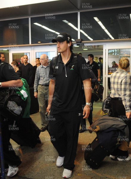 23.05.09 - Wales Rugby - Sonny Parker walks out of the arrivals terminal after landing in Toronto, Canada for Wales' tour of North America. 