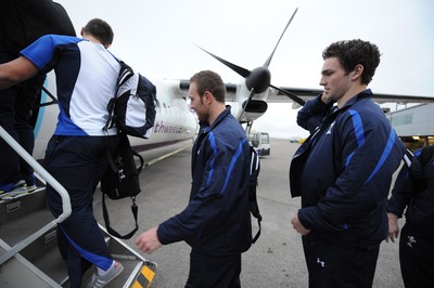 Wales Rugby Team Arrive in France 170311