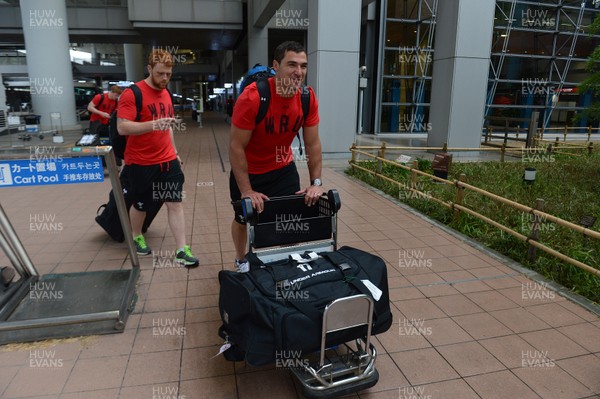 010613 - Wales Rugby Team Arrive in Japan -Andries Pretorius and Dan Baker arrive at Osaka airport