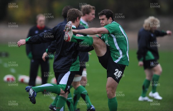 24.11.09 - Wales Rugby Training - Jonathan Davies and Jamie Roberts in action during training. 