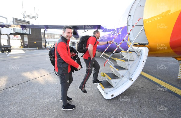 060220 - Wales Rugby Team Travel to Dublin - Stephen Jones boards the plane at Cardiff Airport