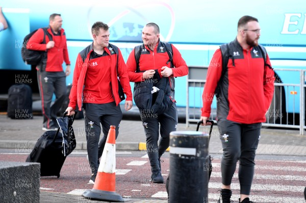 060220 - Wales Rugby Team Travel to Dublin - Nick Tompkins and Ken Owens at Cardiff Airport