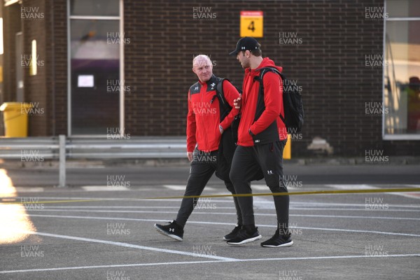 060220 - Wales Rugby Team Travel to Dublin - Martyn Williams and Alun Wyn Jones at Cardiff Airport
