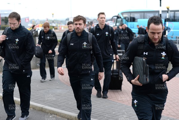 220218 - Wales Rugby Team Travel to Dublin - Leigh Halfpenny arrives at Cardiff Airport