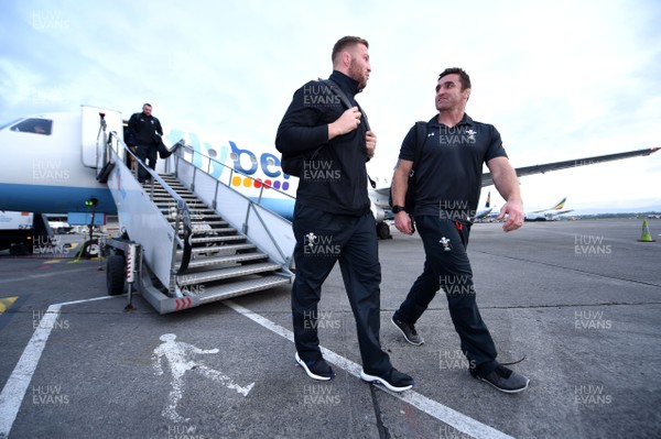 220218 - Wales Rugby Team Travel to Dublin - Ross Moriarty and Huw Bennett arrive in Dublin
