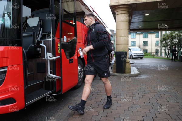080224 - Picture shows the Wales Rugby Team leaving the Vale Resort for London for their 6 Nations clash against England - Dafydd Jenkins