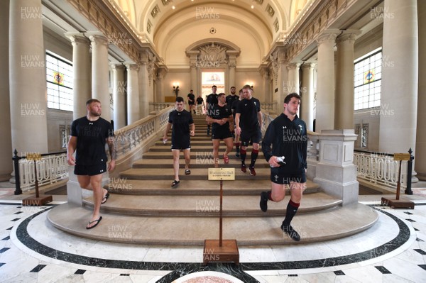 300518 - Wales Rugby Tour of United States Naval Academy - Ross Moriarty, Tomos Williams, Elliot Dee, Bradley Davies and Ryan Elias during a tour of United States Naval Academy