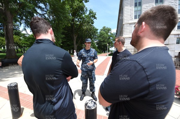 300518 - Wales Rugby Tour of United States Naval Academy - Ryan Elias, Wyn Jones and Hallam Amos during a tour of United States Naval Academy