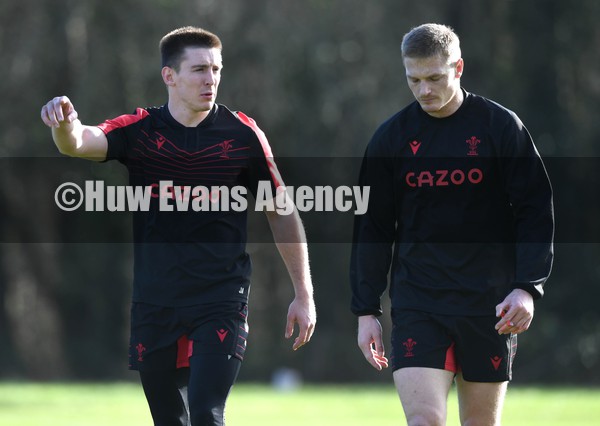 010222 - Wales Rugby Training - Josh Adams and Johnny McNicholl during training