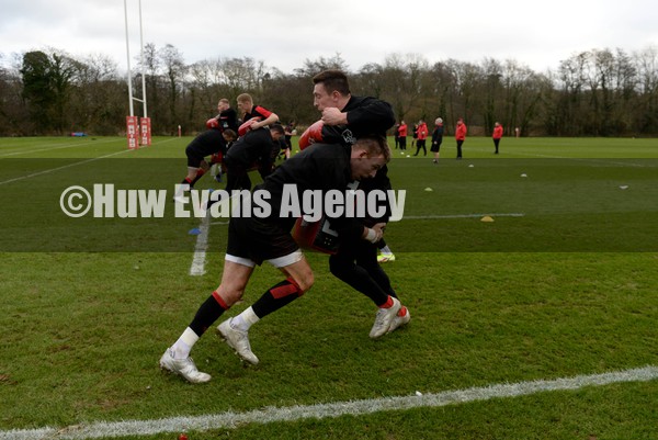 010222 - Wales Rugby Training - Josh Adams and Liam Williams during training