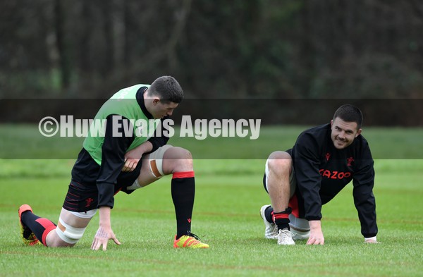 010222 - Wales Rugby Training - Seb Davies and Ellis Jenkins during training