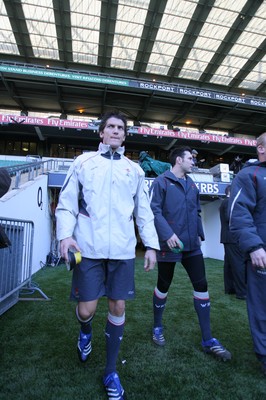 01.02.08  Wales rugby training at Twickenham. Wales James Hook walks out onto the pitch. 