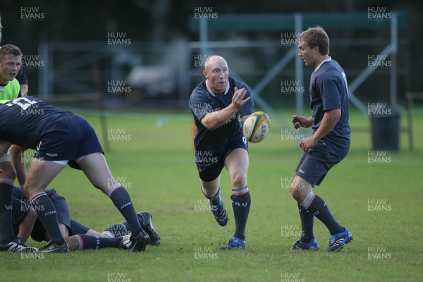 01.06.08 Wales rugby in S.Africa... Tom Shanklin passes  during training at Westerford High School in Cape Town.   