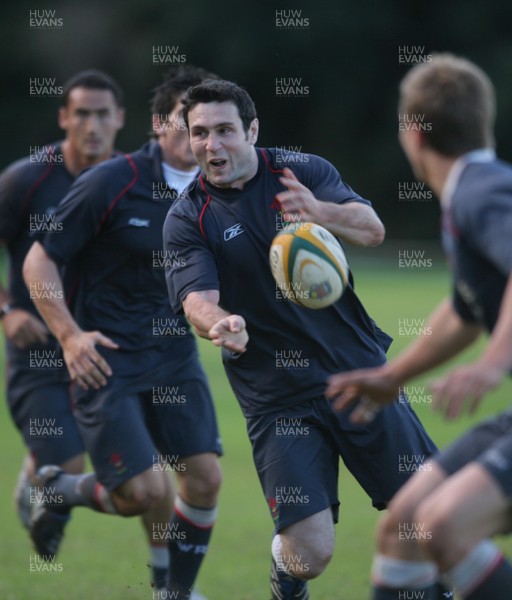 01.06.08 Wales rugby in S.Africa... Stephen Jones passes  during training at Westerford High School in Cape Town.   