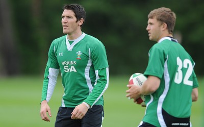 01.06.10 - Wales Rugby Training - James Hook and Tom Prydie in action during training. 