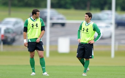 01.06.10 - Wales Rugby Training - Jamie Roberts and James Hook during training. 