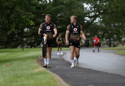 010626 - Wales Rugby Training on the first day of camp at the start of the Nations Championship - Sam Costelow and Blair Murray arrive at training