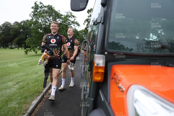 010626 - Wales Rugby Training on the first day of camp at the start of the Nations Championship - Sam Costelow and Blair Murray arrive at training
