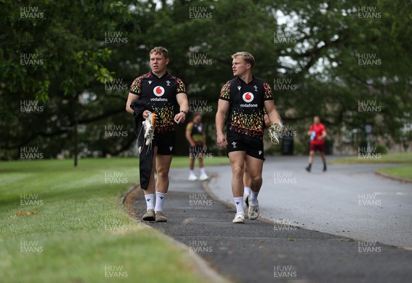 010626 - Wales Rugby Training on the first day of camp at the start of the Nations Championship - Sam Costelow and Blair Murray arrive at training