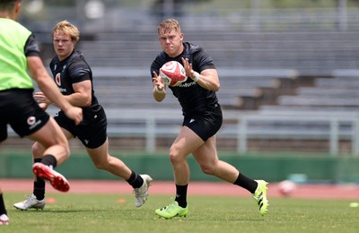 010725 - Wales Rugby Training on Tuesday in Kitakyushu in the week leading up to their first test against Japan - Sam Costelow during training