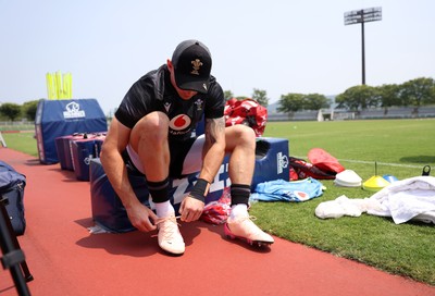010725 - Wales Rugby Training on Tuesday in Kitakyushu in the week leading up to their first test against Japan - Josh Adams during training