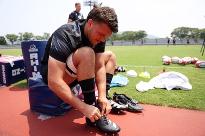 010725 - Wales Rugby Training on Tuesday in Kitakyushu in the week leading up to their first test against Japan - Teddy Williams during training
