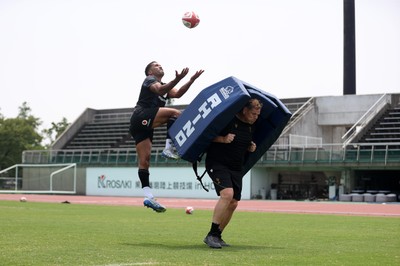 010725 - Wales Rugby Training on Tuesday in Kitakyushu in the week leading up to their first test against Japan - Keelan Giles during training