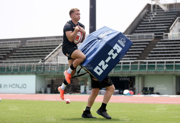 010725 - Wales Rugby Training on Tuesday in Kitakyushu in the week leading up to their first test against Japan - Cameron Winnett during training