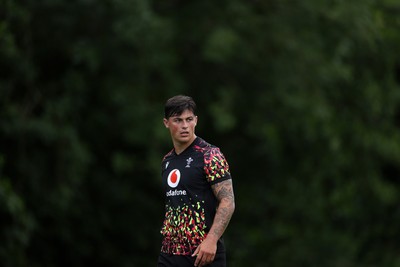 010726 - Wales Rugby Training ahead of the first Nations Championship game against Fiji - Louis Rees-Zammit during training