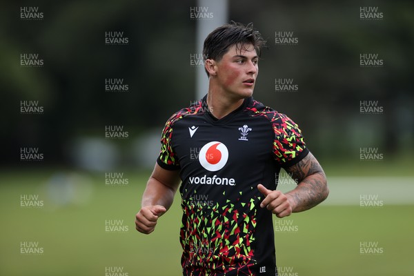 010726 - Wales Rugby Training ahead of the first Nations Championship game against Fiji - Louis Rees-Zammit during training