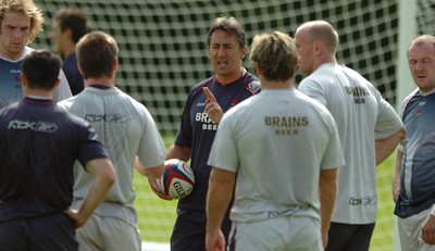 01.08.07 - Wales Rugby Training - Assistant Coach, Nigel Davies makes a point during training 