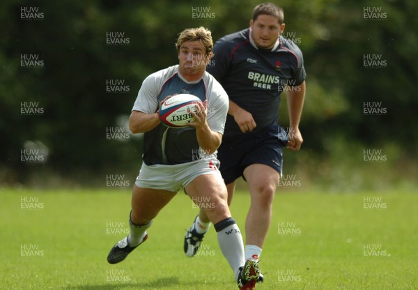 01.08.07 - Wales Rugby Training - Huw Bennett takes a pass during training 