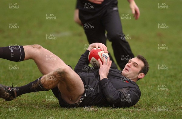 020205 - Wales Rugby Training - Wales Robert Sidoli goes to ground