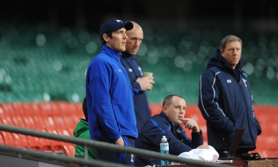 02.02.11 - Wales Rugby Training - James Hook looks on during training. 