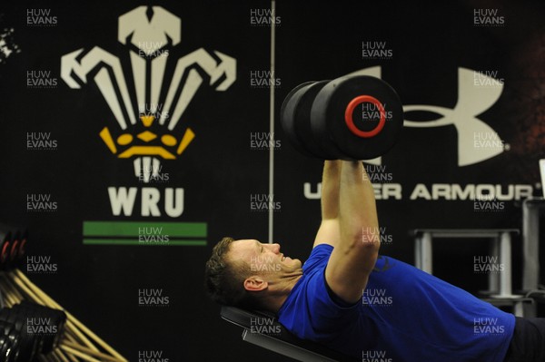 02.02.11 - Wales Rugby Training - Morgan Stoddart lifts weights during training. 