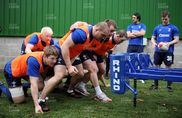 02.02.11 - Wales Rugby Training - (L-R)Dan Lydiate, Andy Powell, Craig Mitchell, Matthew Rees and Paul James during training. 