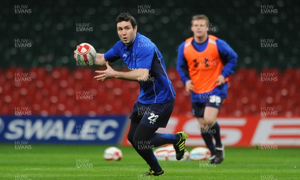 02.02.11 - Wales Rugby Training - Stephen Jones looks on during training. 