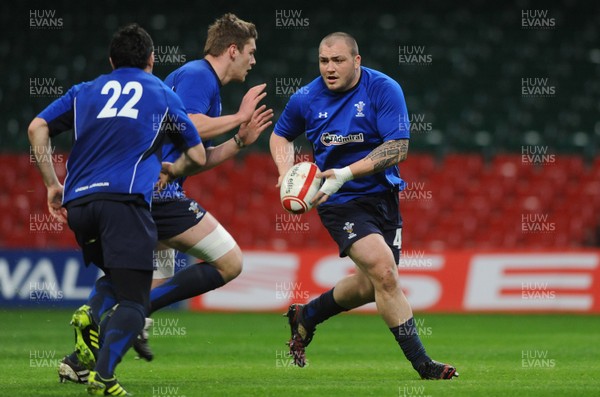 02.02.11 - Wales Rugby Training - Craig Mitchell during training. 