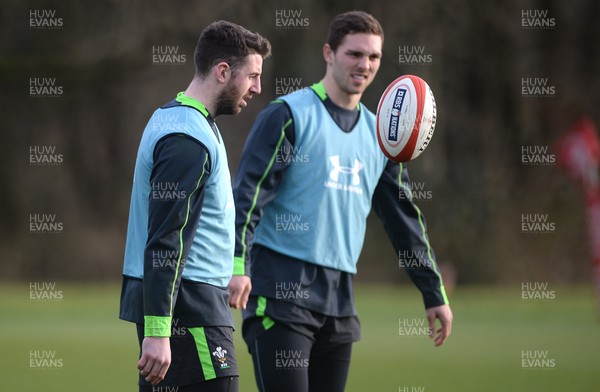 020215 - Wales Rugby Training -Alex Cuthbert and George North during training