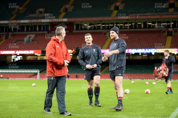 020218 - Wales Rugby Training - Rob Howley, Scott Williams and Hadleigh Parkes during training