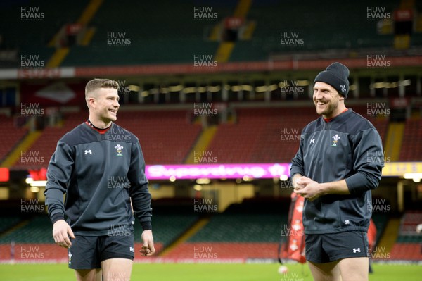 020218 - Wales Rugby Training - Scott Williams and Hadleigh Parkes during training