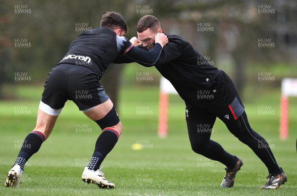 020223 - Wales Rugby Training - Owen Williams and George North during training
