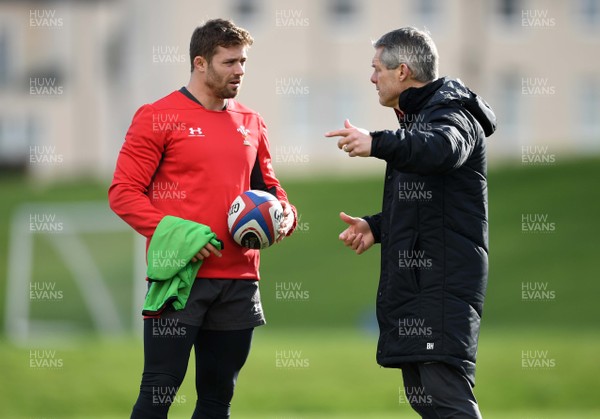 020320 - Wales Rugby Training - Leigh Halfpenny and Byron Hayward during training